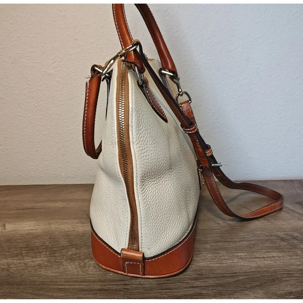 Dooney &‎ Bourke Zip Zip Satchel Cream Tan Pebbled Grain Leather Bag